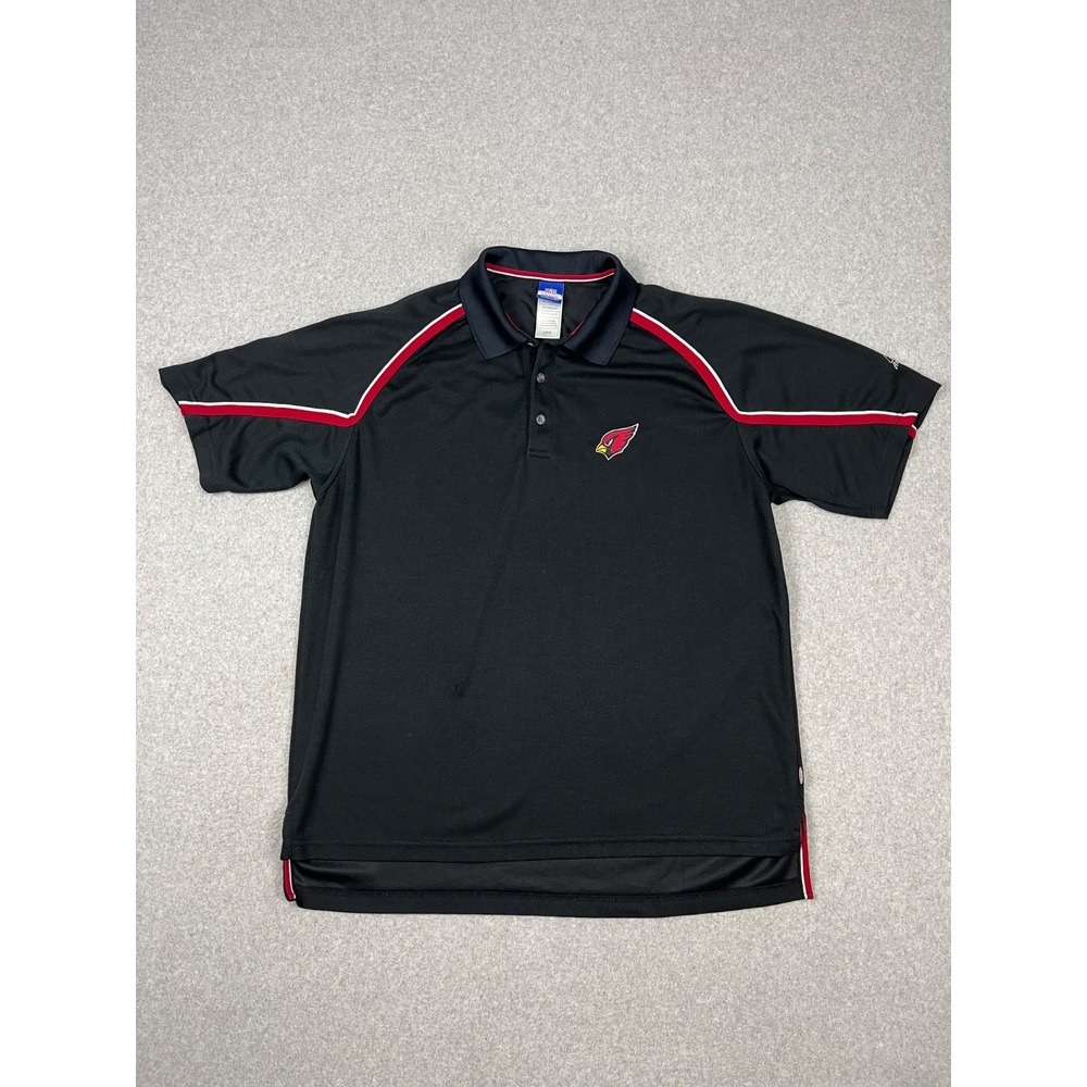 Vintage Arizona‎ Cardinals Polo Shirt Mens L Black Reebok Short Sleeve